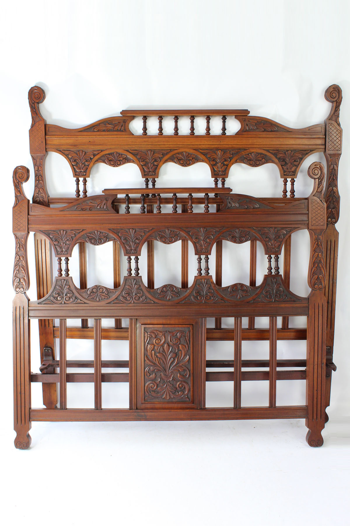 Victorian Carved Walnut Double Bed